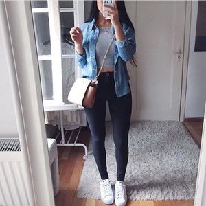 Button down jean top